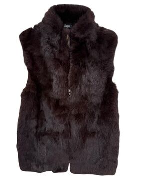 Sisters Genuine Rabbit Fur Brown Zip Vest Size M